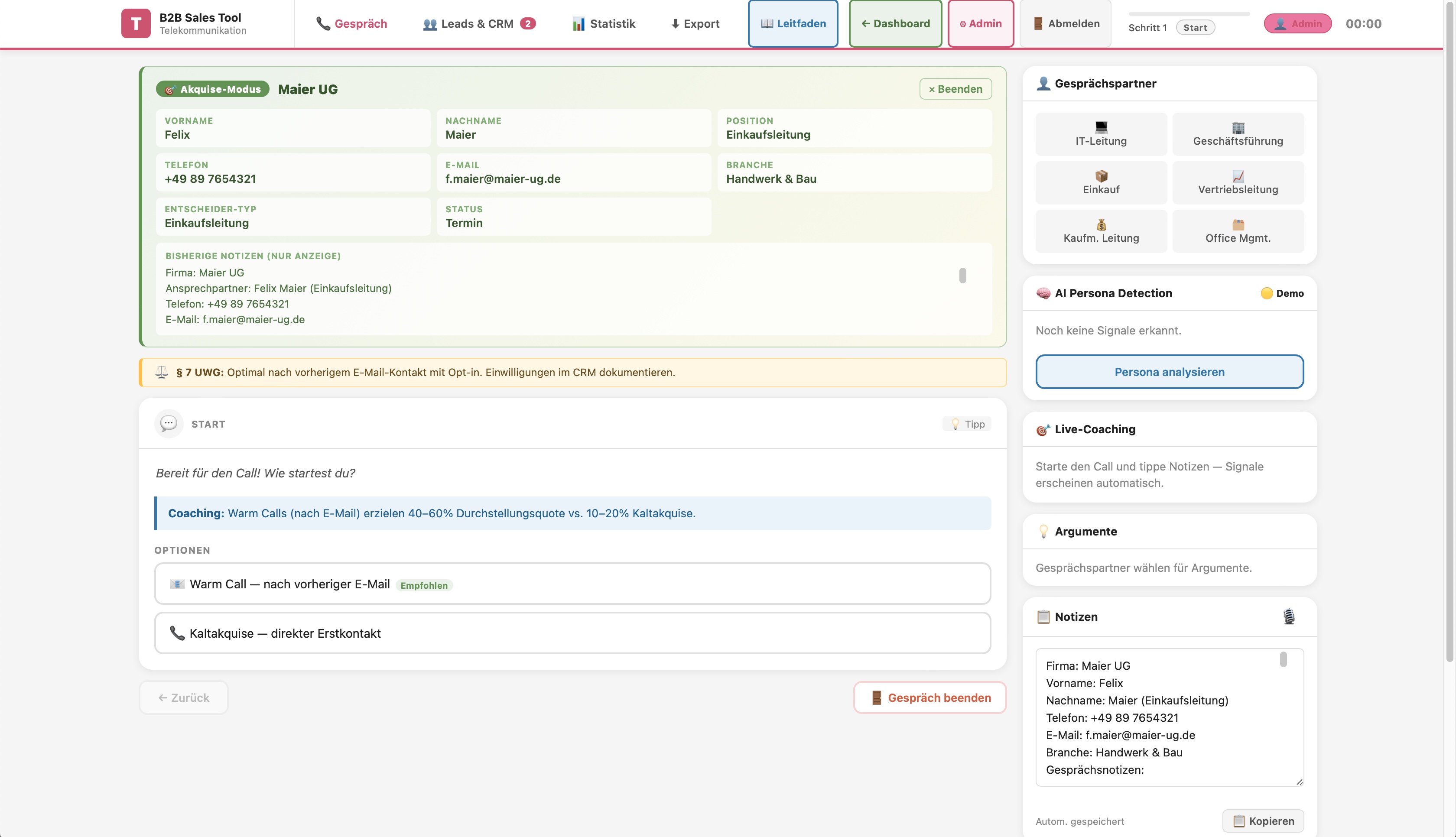 Gesprächsassistent Screenshot